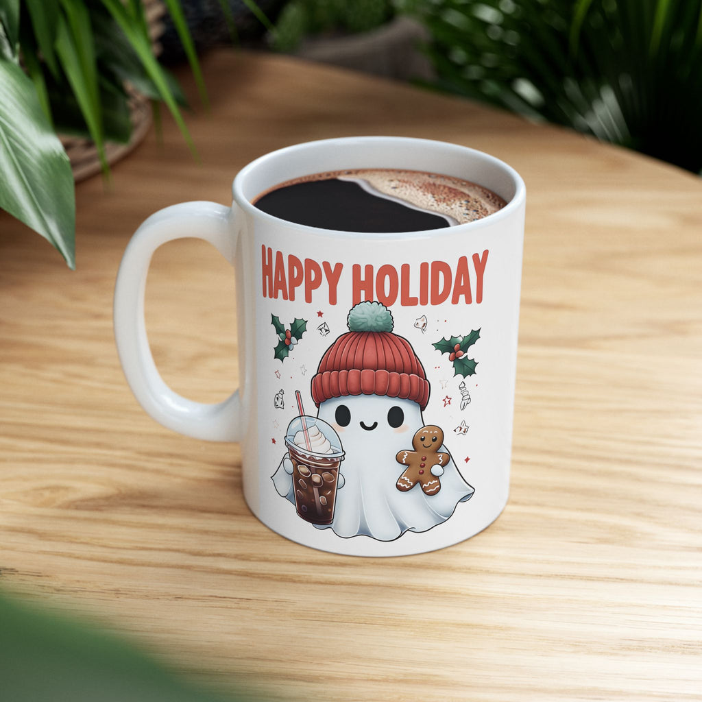 Holiday Ceramic Mug — "Happy Holiday" Cute Christmas Coffee Cup (11oz / 15oz)