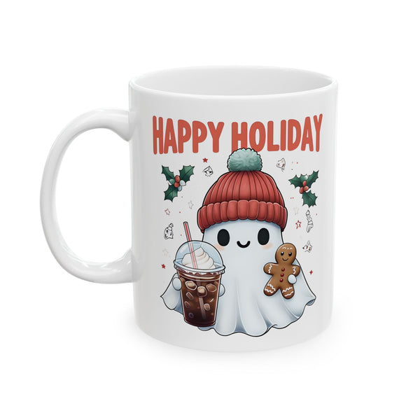 Holiday Ceramic Mug — "Happy Holiday" Cute Christmas Coffee Cup (11oz / 15oz)