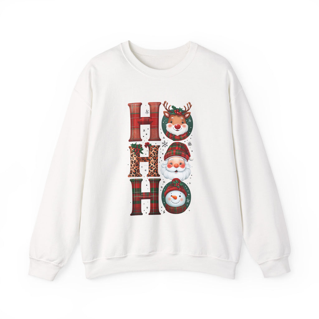 Christmas 'HO HO HO' Crewneck Sweatshirt — Santa, Reindeer & Snowman Holiday Sweatshirt