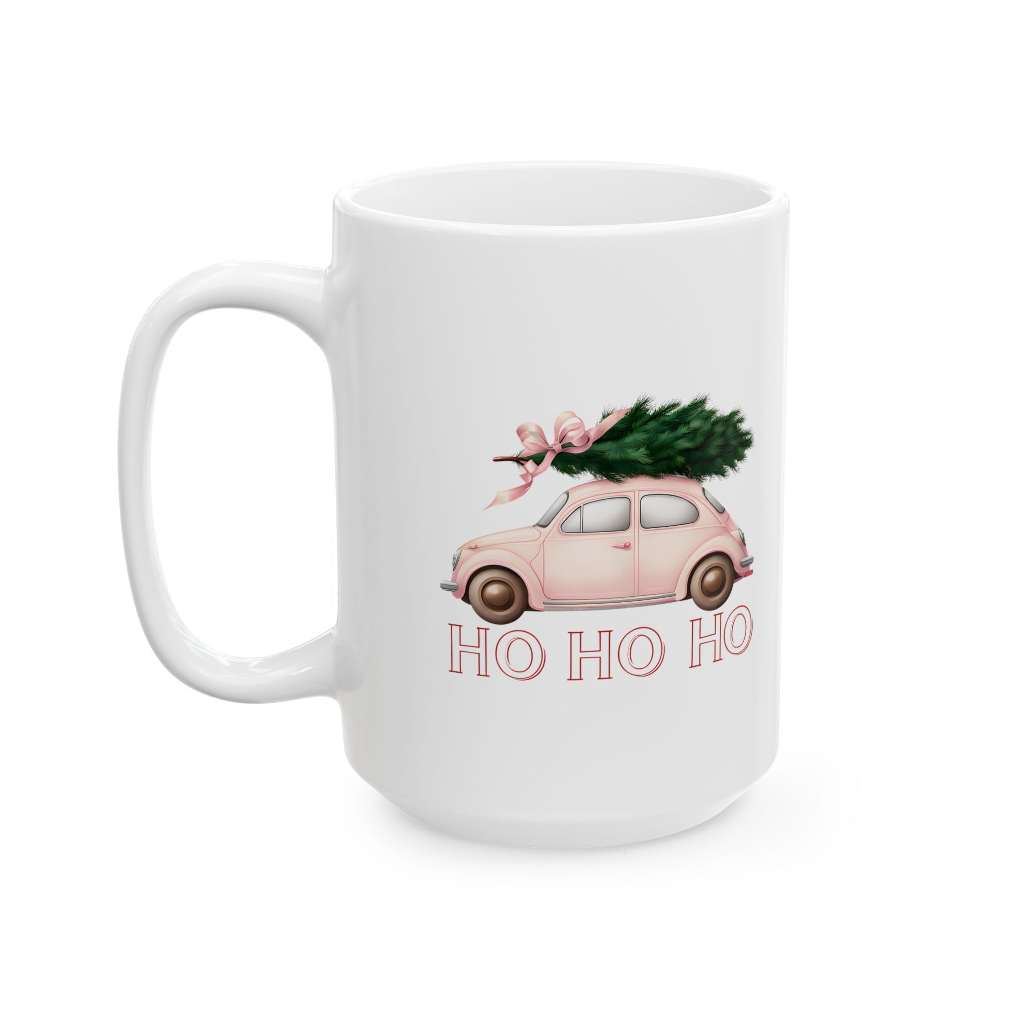 Christmas Vintage Car Mug with Tree — Ho Ho Holiday Coffee Cup (11oz/15oz)