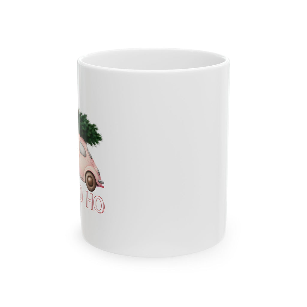 Christmas Vintage Car Mug with Tree — Ho Ho Holiday Coffee Cup (11oz/15oz)