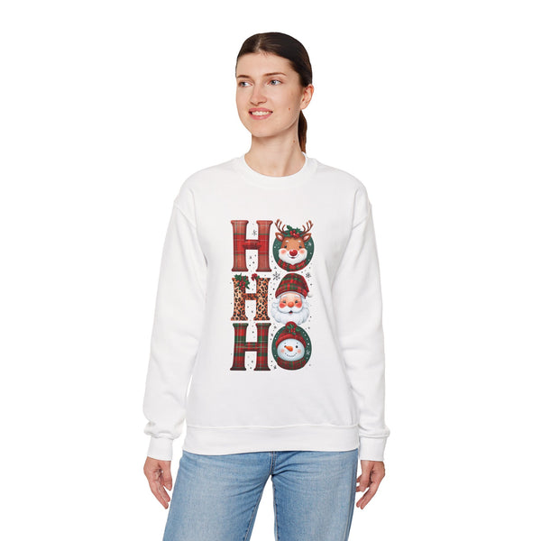Christmas 'HO HO HO' Crewneck Sweatshirt — Santa, Reindeer & Snowman Holiday Sweatshirt