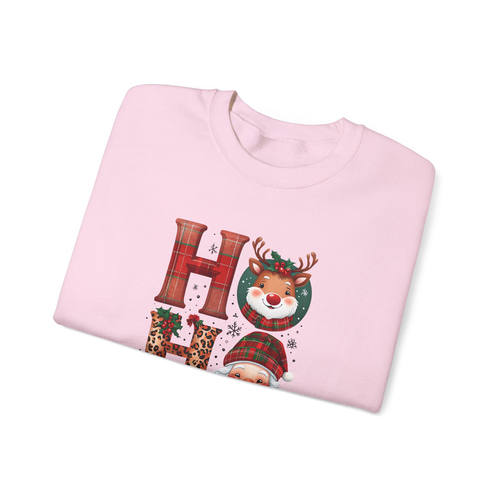 Christmas 'HO HO HO' Crewneck Sweatshirt — Santa, Reindeer & Snowman Holiday Sweatshirt