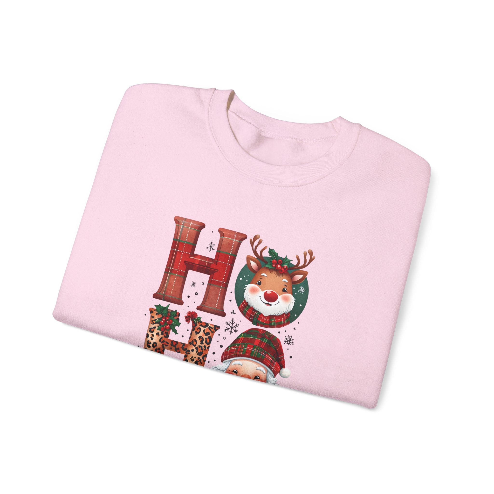Christmas 'HO HO HO' Crewneck Sweatshirt — Santa, Reindeer & Snowman Holiday Sweatshirt